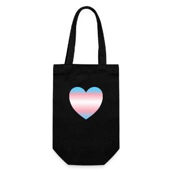 Subtiles Transgender-Pride-Herz - Geschenkbeutel für Flaschen - Schwarz - Vorne