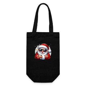 Cooler Weihnachtsmann mit Sonnenbrille - Geschenkbeutel für Flaschen - Schwarz - Vorne