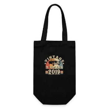 Jahrgang 2019 Geboren im Jahr 2019 5 Jahre Jubiläum - Geschenkbeutel für Flaschen - Schwarz - Vorne
