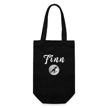 FINN - Schöner Jungen Name mit Dinosaurier - Geschenkbeutel für Flaschen - Schwarz - Vorne