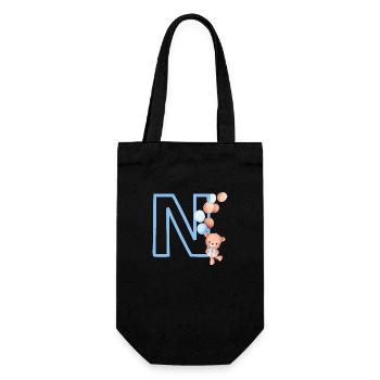 Blue Letter n Bear - Gift Bag for Bottles - black - Front