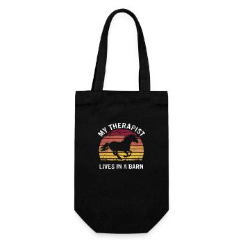 My heart beats for the horse stable - Gift Bag for Bottles - black - Front
