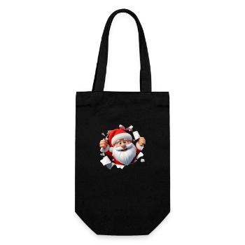 Santa in the hole from the front 1 - Gift Bag for Bottles - black - Front
