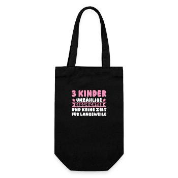 Mama Von 3 Kindern - Geschenkbeutel für Flaschen - Schwarz - Vorne