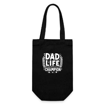 Papa Lebens-Champion - Geschenkbeutel für Flaschen - Schwarz - Vorne