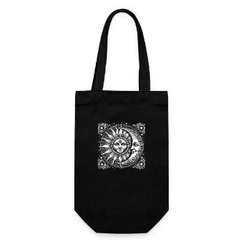 Soleil et lune avec visage - Sac à bouteille - noir - Devant