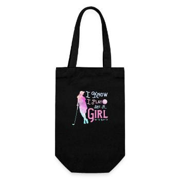I Know I Play Like A Girl Try To Keep Up Golfer Go - Geschenkbeutel für Flaschen - Schwarz - Vorne