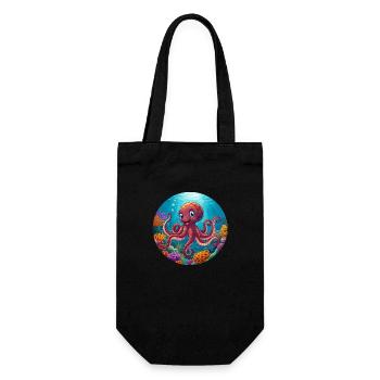 Oktopus in der Koralle - Geschenkbeutel für Flaschen - Schwarz - Vorne