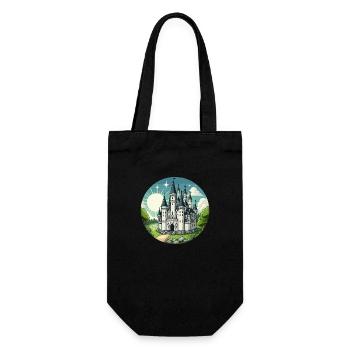 Märchenschloss weiß - Geschenkbeutel für Flaschen - Schwarz - Vorne