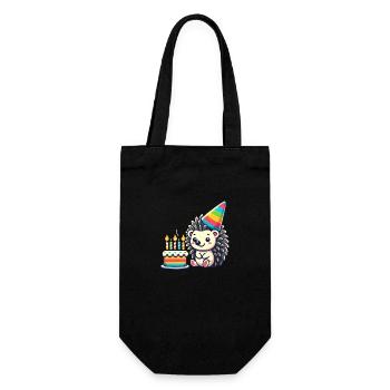 Hedgehog Kid Celebrating Birthday - Geschenkbeutel für Flaschen - Schwarz - Vorne
