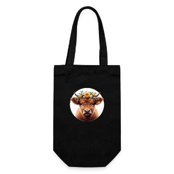 Veau Highlander avec fleurs 2 - Sac à bouteille - noir - Devant