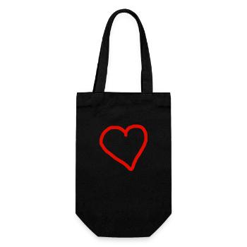 Rotes Herz Geschenkidee rot Liebe verliebt - Geschenkbeutel für Flaschen - Schwarz - Vorne