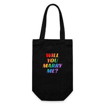 Willst du mich heiraten Homo-Ehe Regenbogen - Geschenkbeutel für Flaschen - Schwarz - Vorne