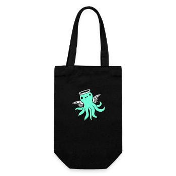 Octopus Angel Wings Halo Flying Octopus - Gift Bag for Bottles - black - Front