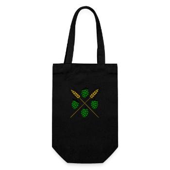Hopfen und Gerste - Bier - Geschenkbeutel für Flaschen - Schwarz - Vorne