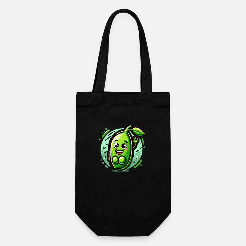 Erbsenpower mit einem Lächeln - Geschenkbeutel für Flaschen - Schwarz