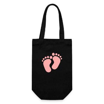 Footprint Footprints Baby feet pink feet - Gift Bag for Bottles - black - Front