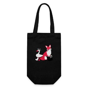 Slow Food Fuchs und Gans - Geschenkbeutel für Flaschen - Schwarz - Vorne