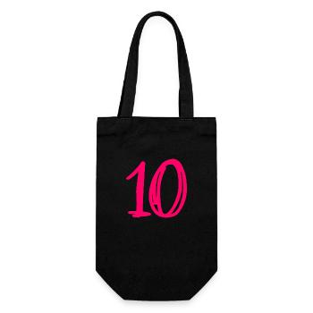 10 JAHRE. 10-JÄHRIGES JUBILÄUM. GEBURTSTAG 10 JAHRE.10 - Geschenkbeutel für Flaschen - Schwarz - Vorne