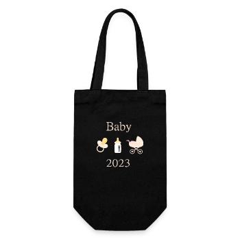 Baby 2023 Birth Girl Template Customizable - Gift Bag for Bottles - black - Front