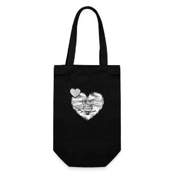 Owl "old owl with heart" owl collection owls - Gift Bag for Bottles - black - Front