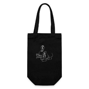 Surrealistisches Oktopus Artwork mit Astronaut - Geschenkbeutel für Flaschen - Schwarz - Vorne