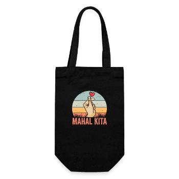 Mahal Kita Retro Pinoy Finger Heart For A Filipino - Geschenkbeutel für Flaschen - Schwarz - Vorne