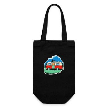 vintage camper car - Geschenkbeutel für Flaschen - Schwarz - Vorne