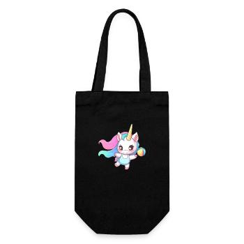 Einhorn spielt Volleyball - Geschenkbeutel für Flaschen - Schwarz - Vorne