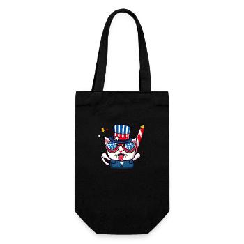 Patriotische Katze 4th of July Outfit - Geschenkbeutel für Flaschen - Schwarz - Vorne