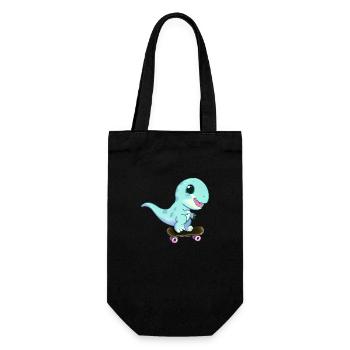 Skateboard Dinosaurier - Geschenkbeutel für Flaschen - Schwarz - Vorne