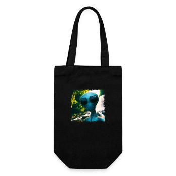 Alien Selfie - Next to the Waterfall - Gift Bag for Bottles - black - Front