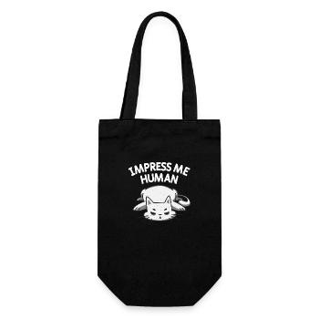 Beeindrucke mich Mensch lustige Katze - Geschenkbeutel für Flaschen - Schwarz - Vorne
