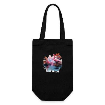 Flamants roses oiseaux nature design - Sac à bouteille - noir - Devant
