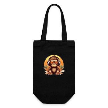 Funny Monkey Baby Design with Headphones - Gift Bag for Bottles - black - Front