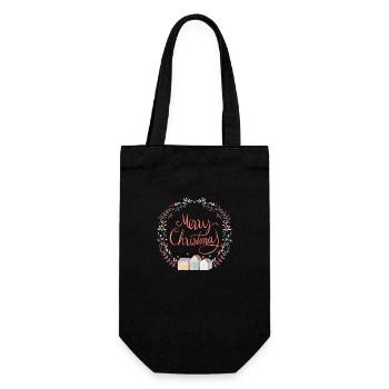 Merry Christmas Wreath - Gift Bag for Bottles - black - Front