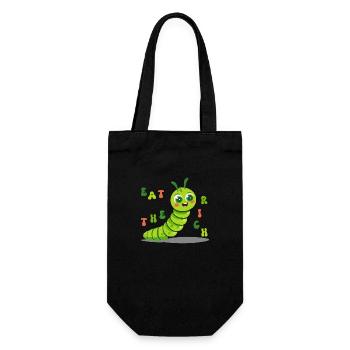 Chenille mignonne - mangez les riches - Sac à bouteille - noir - Devant