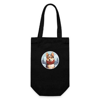 Chien dans le paysage d’hiver avec écharpe - Sac à bouteille - noir - Devant