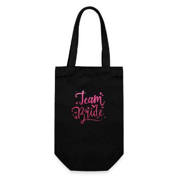 Team Bride in Glitter Pink für deinen JGA - Geschenkbeutel für Flaschen - Schwarz - Vorne