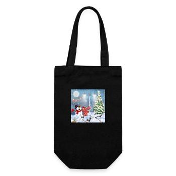 Frohe Weihnachten - Geschenkbeutel für Flaschen - Schwarz - Vorne