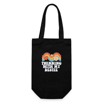 Twin Day Twinning With My Bestie Best Friend - Geschenkbeutel für Flaschen - Schwarz - Vorne