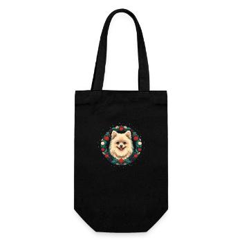 Pomeranian Dog Xmas, Love Dogs - Geschenkbeutel für Flaschen - Schwarz - Vorne