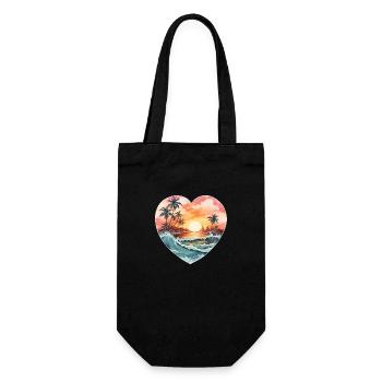 Strand Herzmotiv - Geschenkbeutel für Flaschen - Schwarz - Vorne