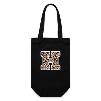 lettre H motif léopard -idée cadeau d’anniversaire - Sac à bouteille - noir - Devant
