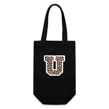 lettre U motif léopard -idée cadeau d’anniversaire - Sac à bouteille - noir - Devant