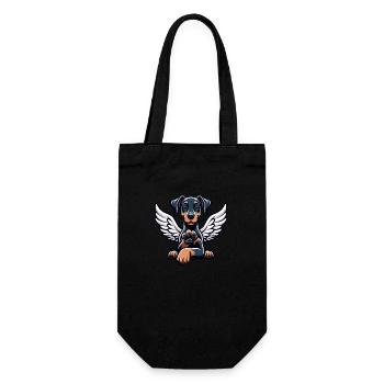 Cute Doberman Angel with Wings Design - Gift Bag for Bottles - black - Front