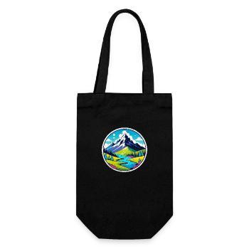 Berg Natur Wandern Klettern See - Geschenkbeutel für Flaschen - Schwarz - Vorne