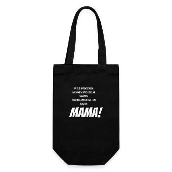 Die wichtigsten sagen Mama I Kinder Geschenk - Geschenkbeutel für Flaschen - Schwarz - Vorne