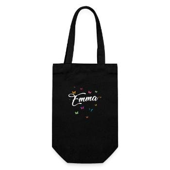 EMMA - Girl's Name with Colorful Butterflies - Gift Bag for Bottles - black - Front