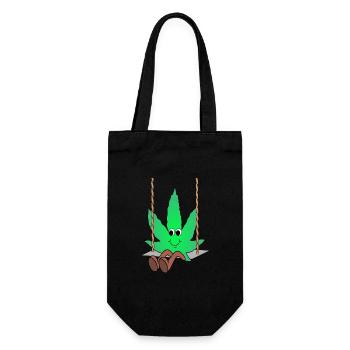 Der Bloom - Weed Cannabis Stoned Hanf Marihuana - Geschenkbeutel für Flaschen - Schwarz - Vorne